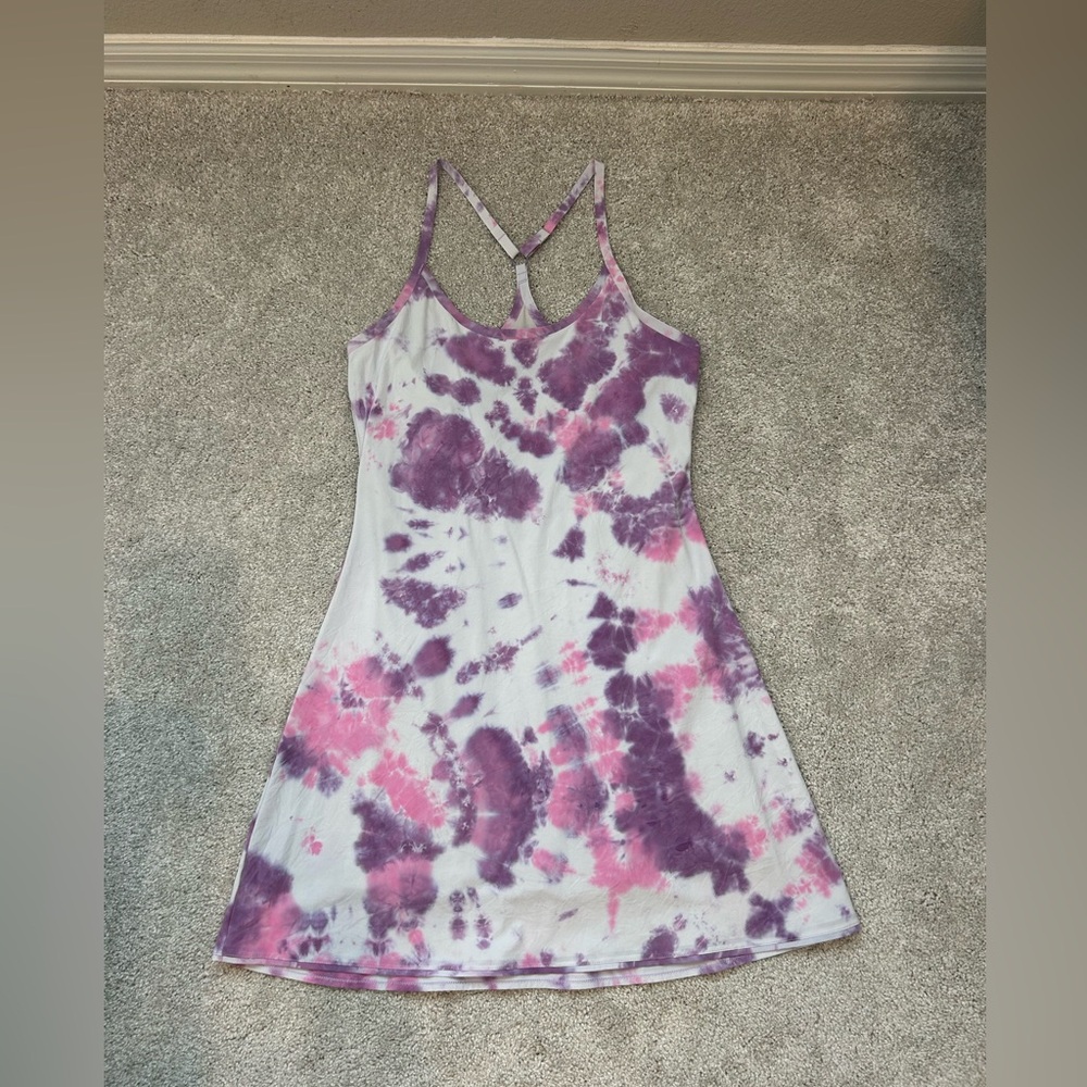 Tie-Dye Spaghetti Strap Slip Dress - Purple & Pink